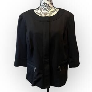 Sejour Collarless Half Sleeve Ponte Knit Zip Up Jacket sz 16W